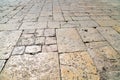 A perspective view of a old brick. Sidewalk tile, the texture of the sidewalk on the Temple Mount in Jerusalem Royalty Free Stock Photo