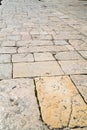 A perspective view of a old brick. Sidewalk tile, the texture of the sidewalk on the Temple Mount in Jerusalem Royalty Free Stock Photo