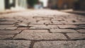 Perspective view of old paved road in town Royalty Free Stock Photo