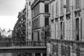 Perspective view over Paris housing near a street