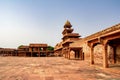 Perspective view of Panch Mahal Five Level Palace monument in Fatehpur Sikri with a lot of columns located in Uttar Pradesh