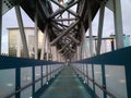 Perspective view on pedonal bridge in Riyadh at twilight Royalty Free Stock Photo