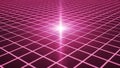 Pink Digital Grid Surface with Bright Light Source in the Distance abstract background Royalty Free Stock Photo
