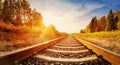 Perspective view of the railroad in countryside