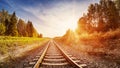 Perspective view of the railroad in countryside