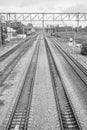 Perspective view of the railway tracks leaving in the distance. Royalty Free Stock Photo