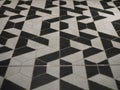 Perspective View of Real Black and White Tiles with Weird Pattern Royalty Free Stock Photo