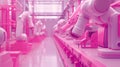 Perspective view of a robotic assembly line