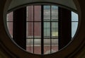 Perspective view of Round Shape Window in a green room at the Victoria and Albert Museum