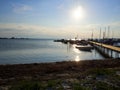 Perspective view of a small wooden pier jetty