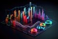 Perspective view of stock market growth, business investing and data concept with digital financial chart graphs Royalty Free Stock Photo