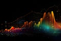 Perspective view of stock market growth, business investing and data concept with digital financial chart graphs Royalty Free Stock Photo