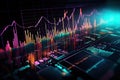 Perspective view of stock market growth, business investing and data concept with digital financial chart graphs Royalty Free Stock Photo