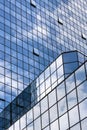 Perspective view to steel blue glass building skyscrapers Royalty Free Stock Photo