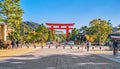 Perspective view of Torii - gateway - of Heian Shrine in Kyoto, Japan