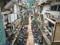 Perspective View of Urban Alley with Many Motorcycles
