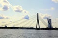 Vansu bridge over Daugava river, Riga, Latvia Royalty Free Stock Photo