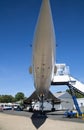 Perspective view of vintage Concorde aircraft on the ground