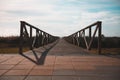 Perspective View of a Wooden Bridge Constructed on Brick Pavements