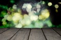 Perspective wood and blurred nature with bokeh light background. Royalty Free Stock Photo