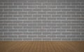 Perspective wood over grey brick wall background, room, table, i Royalty Free Stock Photo