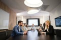 Perspective businesspeople having meeting in conference room Royalty Free Stock Photo