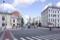 Perspetive of Malaya Dmitrovka street in the center of Moscow. Sunny summer view. Royalty Free Stock Photo