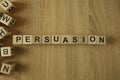 Persuasion word from wooden blocks