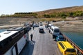 Pertek, Tunceli, Turkey-September 18 2020: Pertek ferry in Keban dam