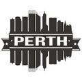 Perth Australia Australasian Icon Vector Art Design Skyline Flat City Silhouette Editable Template