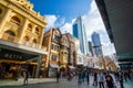 PERTH, AUSTRALIA - July 12, 2017: Hay Street, pedestrian shopping area in downtown Perth with popular boutiques such as Royalty Free Stock Photo