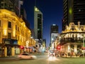 Perth city night time and colourful Christmas lights Royalty Free Stock Photo