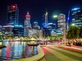 Perth city night time and colourful Christmas lights Royalty Free Stock Photo