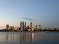 Perth City Skyline and Swan River at Dusk Royalty Free Stock Photo