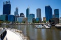 Perth City view from Elizabeth Quay Bridge with The Spanda sculpture in waterfront Royalty Free Stock Photo