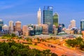 Evening view of the modern liveable city of Perth, Western Australia, Australia. Royalty Free Stock Photo