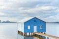 Famous little blue boat house - The Crawley Edge Boatshed Royalty Free Stock Photo