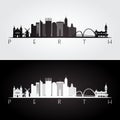 Perth skyline and landmarks silhouette