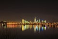 Perth swan river foreshore with boats at rest in foreground Royalty Free Stock Photo