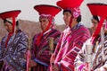 Peru religious men, elders standing in line waiting for church service