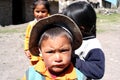 Ayacucho children in a poor school entering the classrooms with their teacher