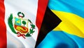 Peru and Bahamas flags. 3D Waving flag design. Peru Bahamas flag, picture, wallpaper. Peru vs Bahamas image,3D rendering. Peru Royalty Free Stock Photo