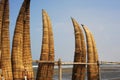 Peru Chiclayo tropical beaches with artisanal reed fishing boats