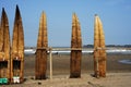 Peru Chiclayo tropical beaches with artisanal reed fishing boats