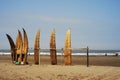 Peru Chiclayo tropical beaches with artisanal reed fishing boats