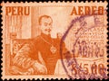 Peru circa 1953: Cancelled postage stamp printed by Peru, that shows Garcilaso de la Vega1503-1536 Spanish soldier and poet,