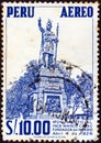 PERU - CIRCA 1953: A stamp printed in Peru shows Manco Capac Monument, circa 1953.