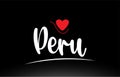 Peru country text typography logo icon design on black background
