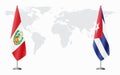 Peru and Cuba flags for official meeting