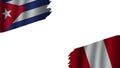 Peru and Cuba Flags, Obsolete Torn Weathered, Crisis Concept, 3D Illustration